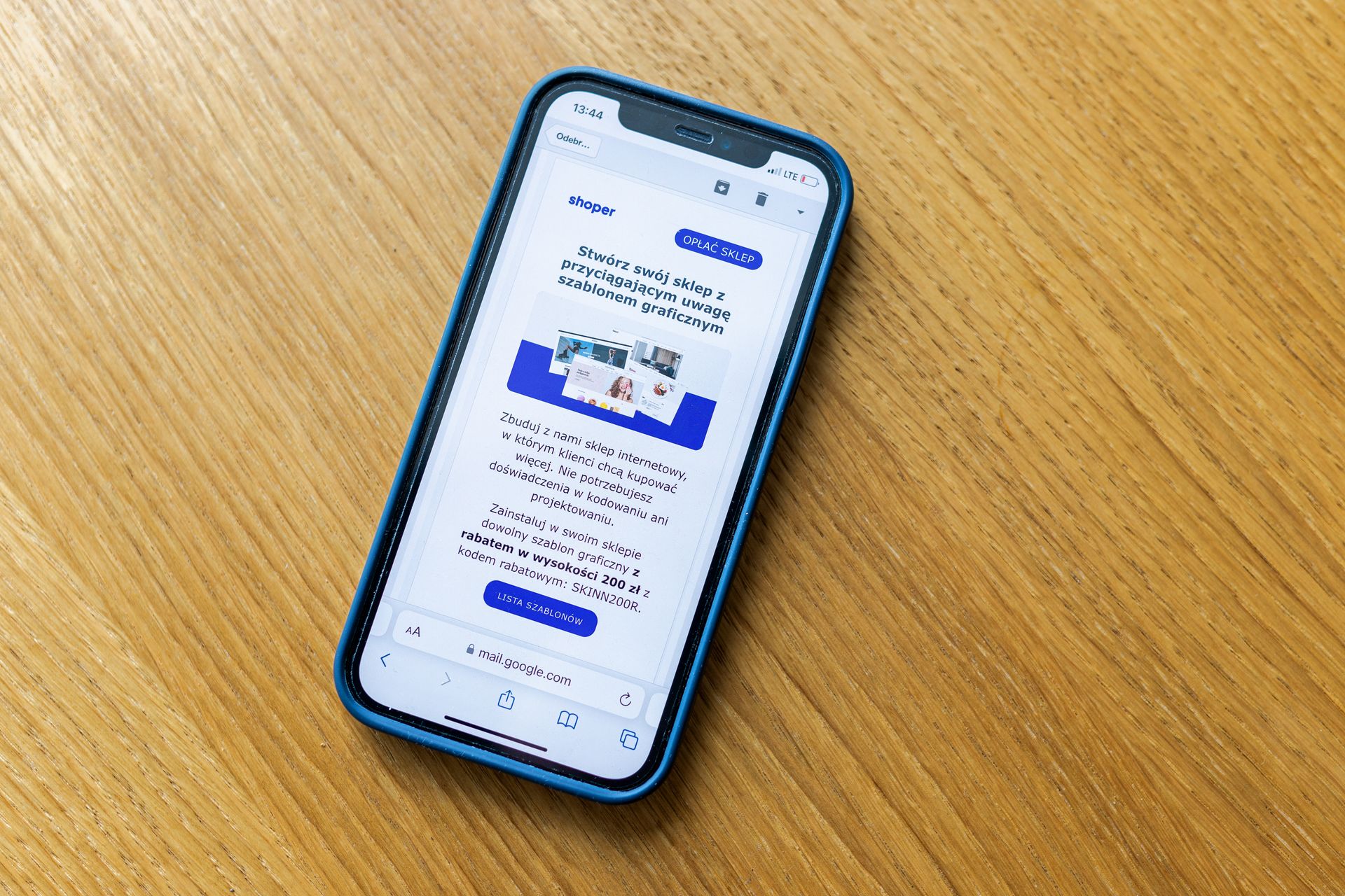 A web page with an advert on a phone