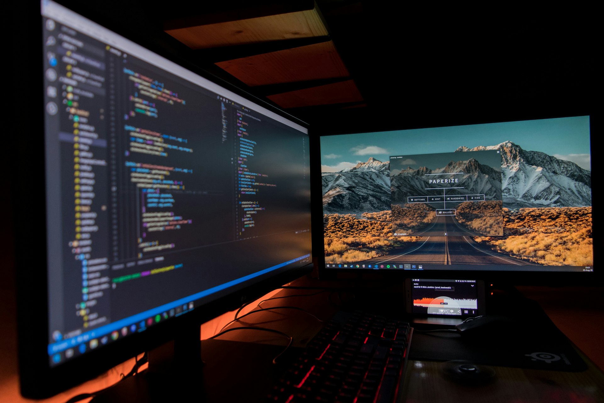 Two screens side by side comparing the same data set