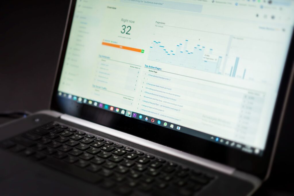 An SEO metrics dashboard showing bar charts of site scores