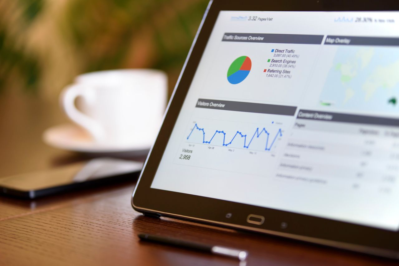 An analytics dashboard displayed on a monitor