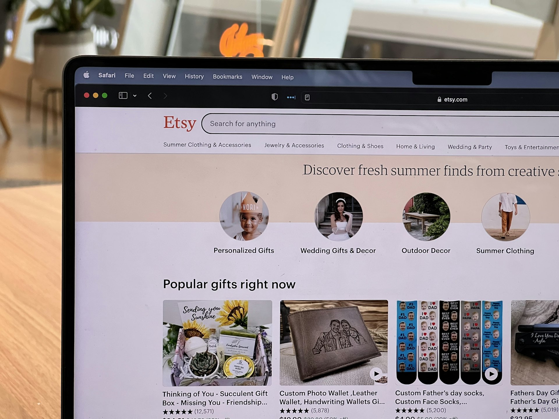A small online shop homepage on screen
