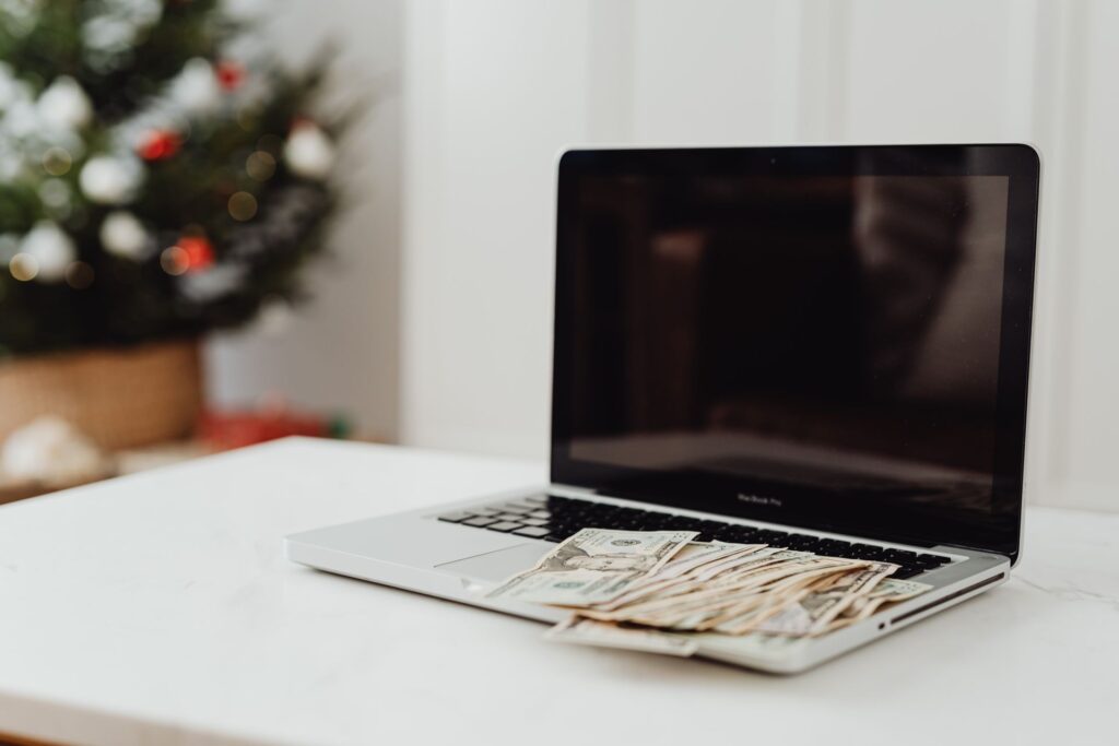 An affiliate earnings dashboard on a laptop