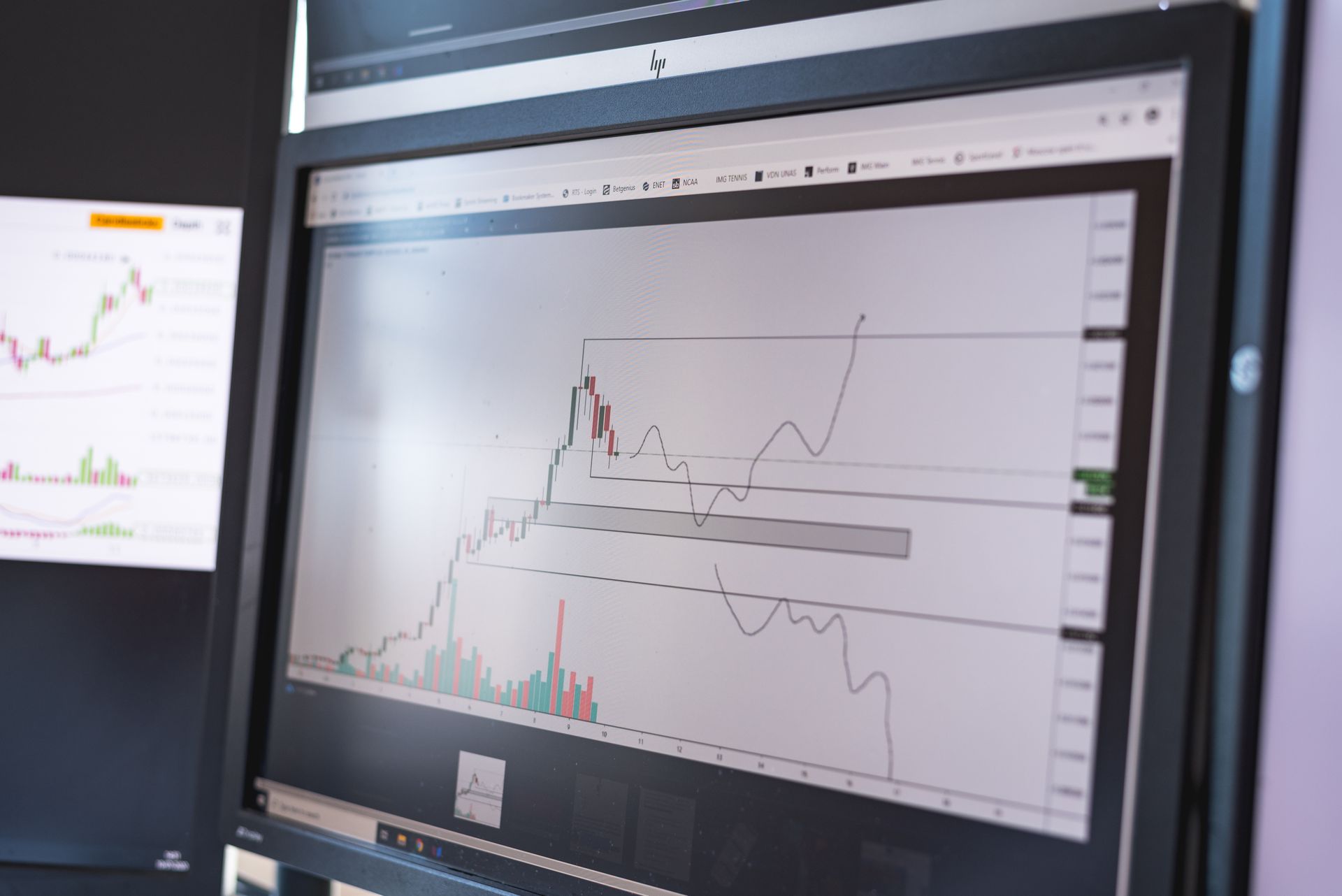 A search performance graph on screen