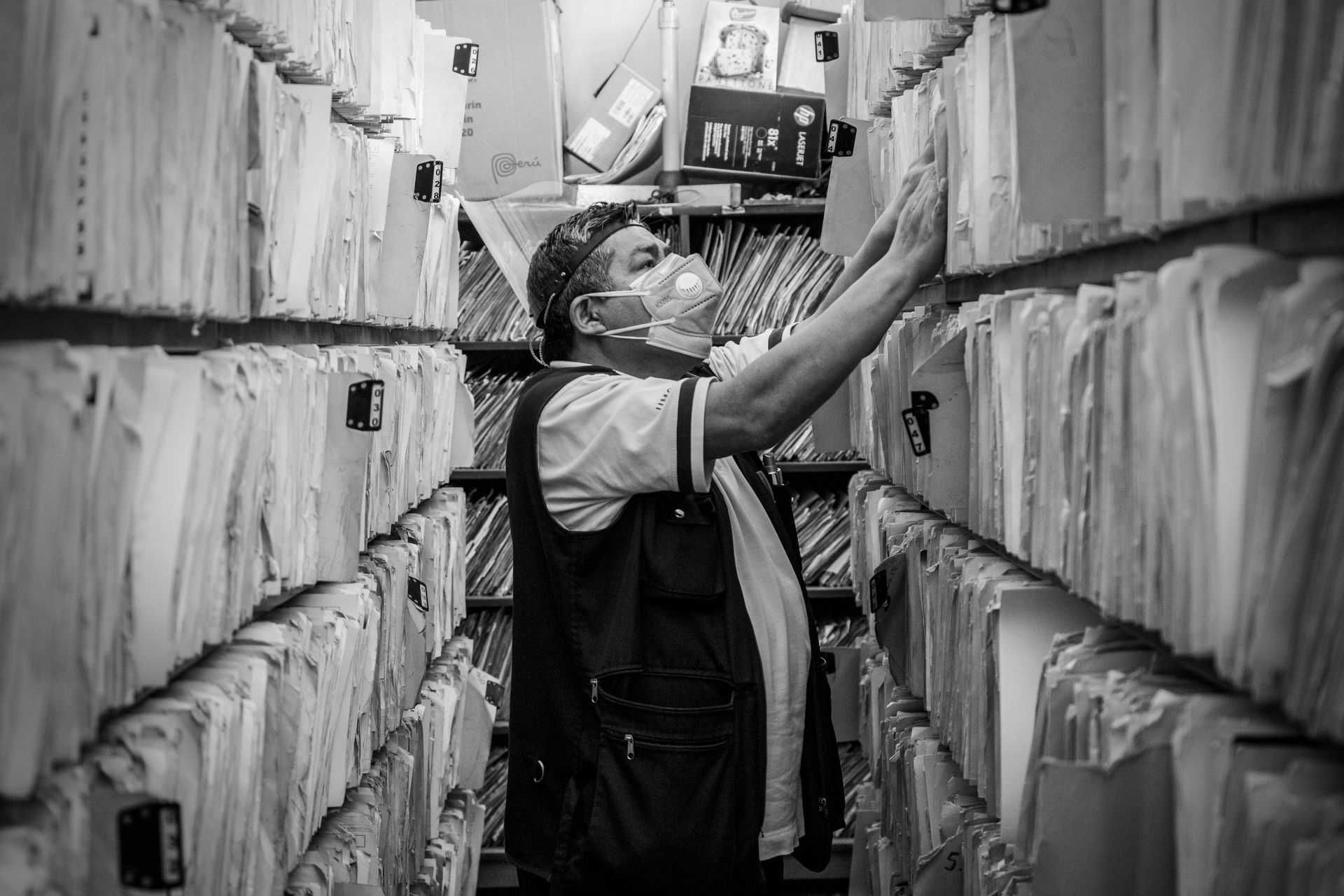Archived records browsed on screen