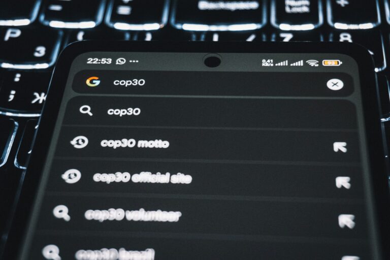 A page of search results open on a phone