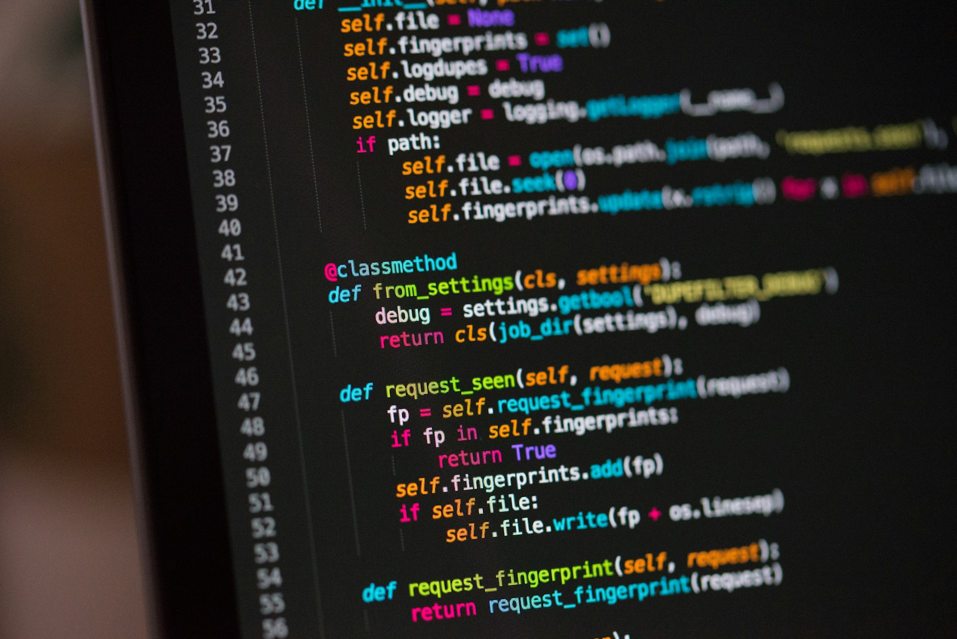 A list of keywords on a computer screen
