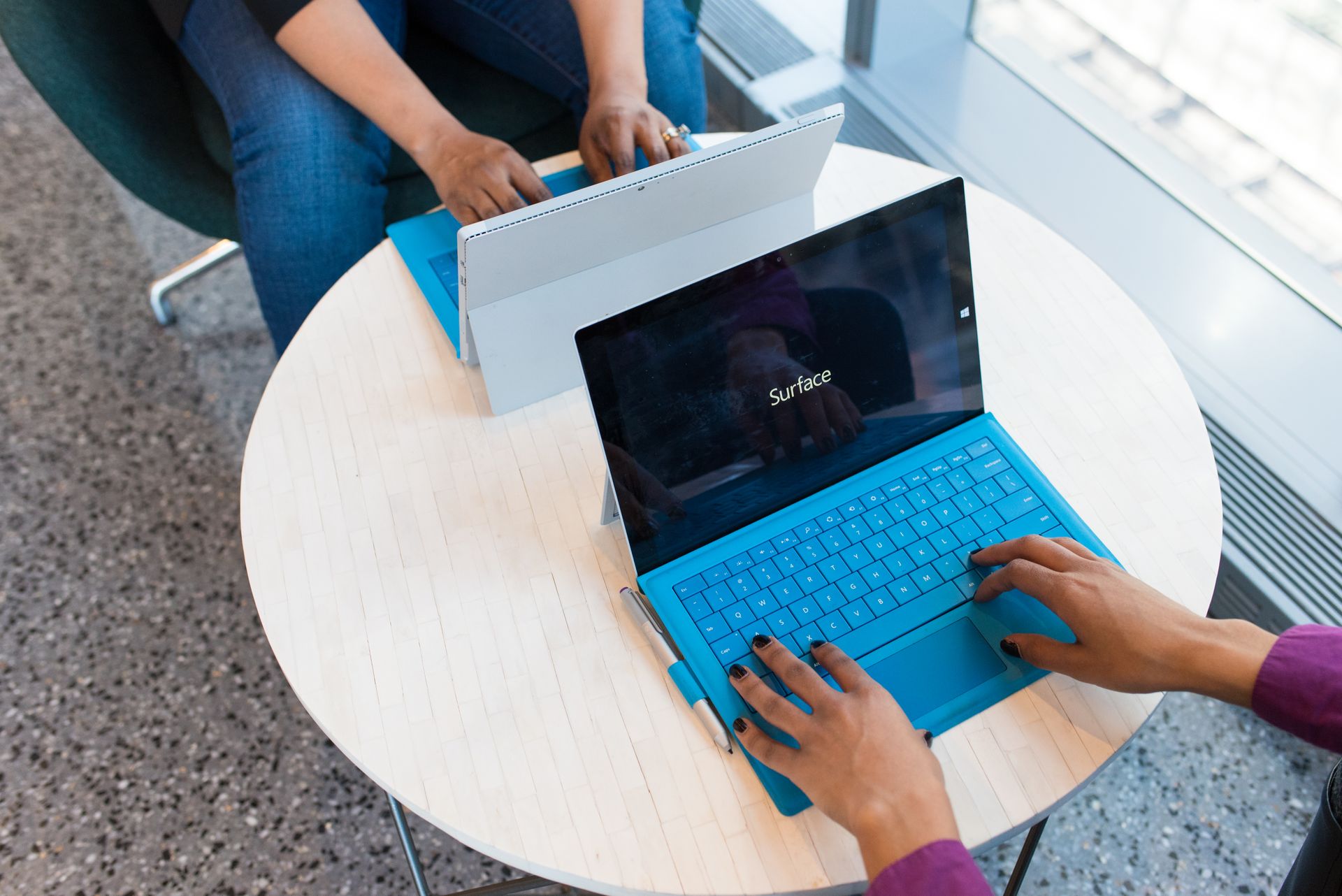 Two laptops running different software
