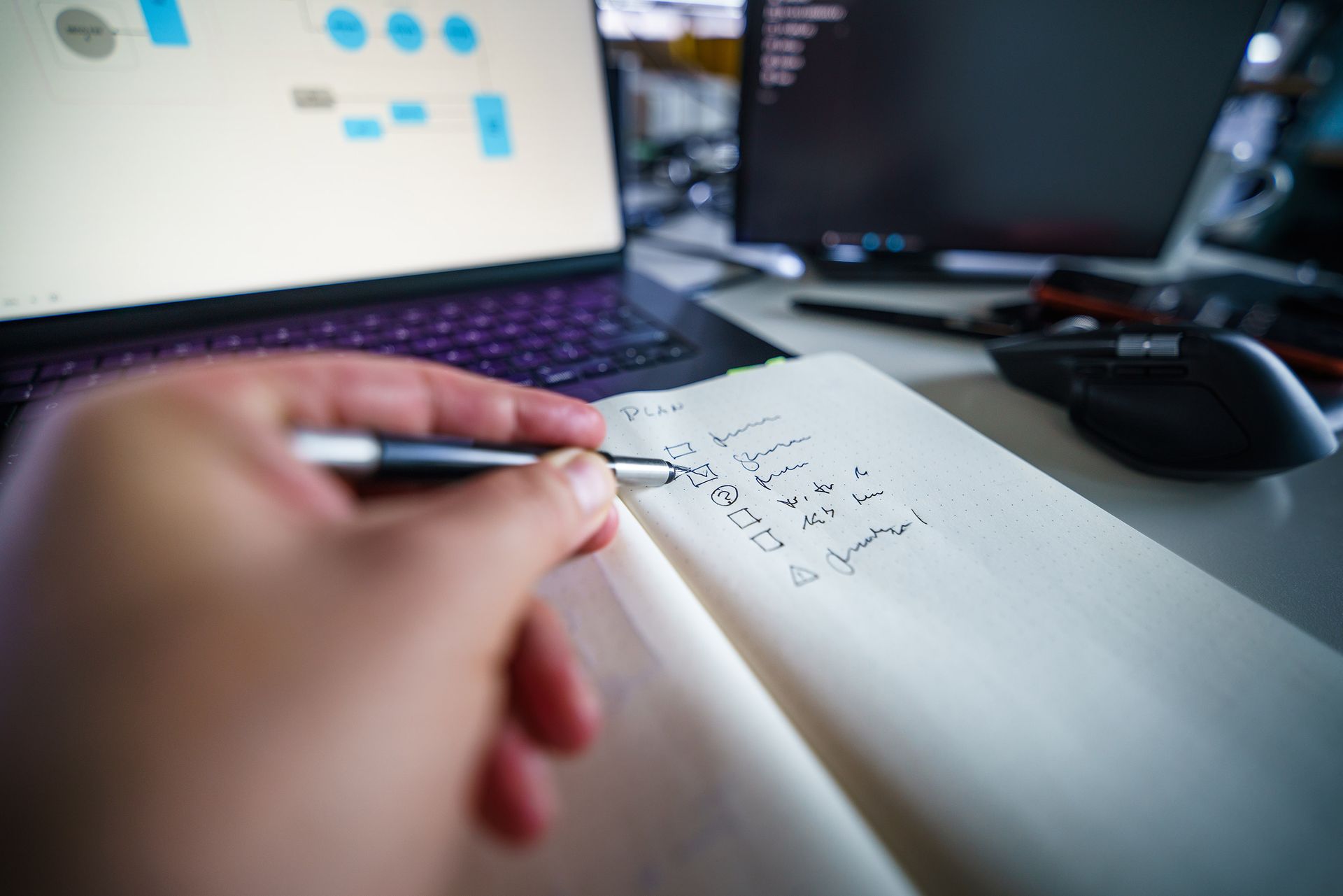 A site migration checklist on a laptop
