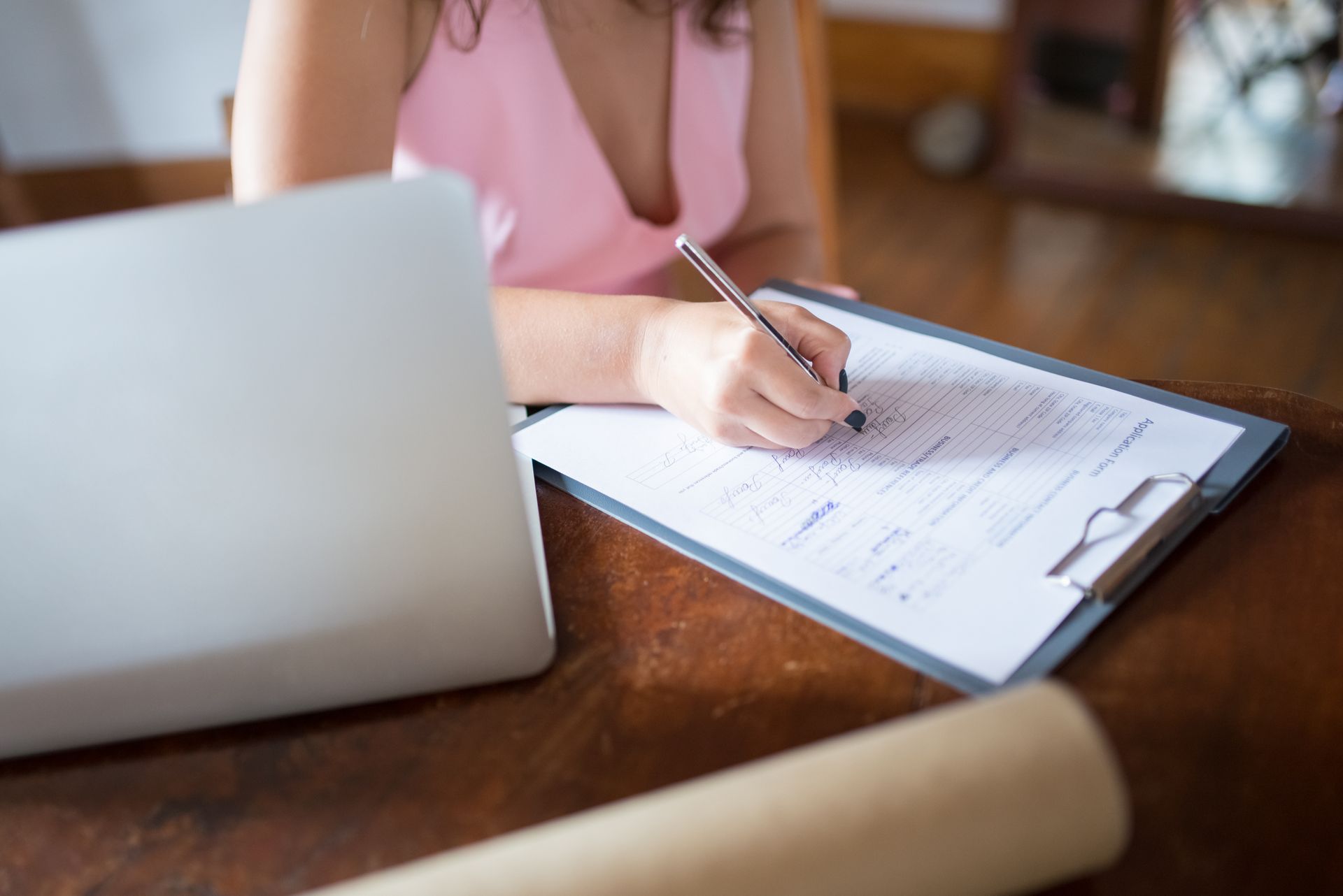 A filling form on laptop