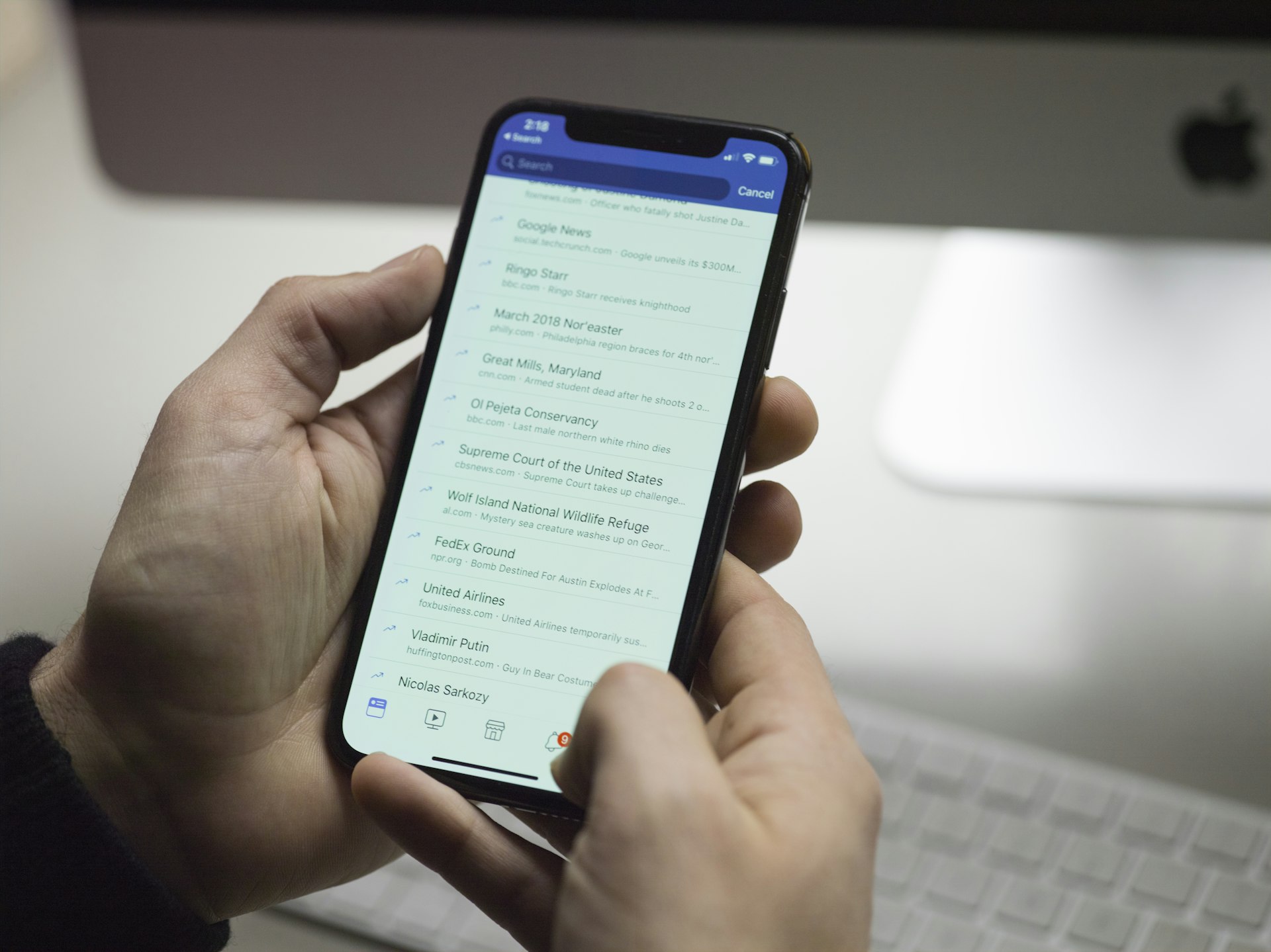 A browser on a phone