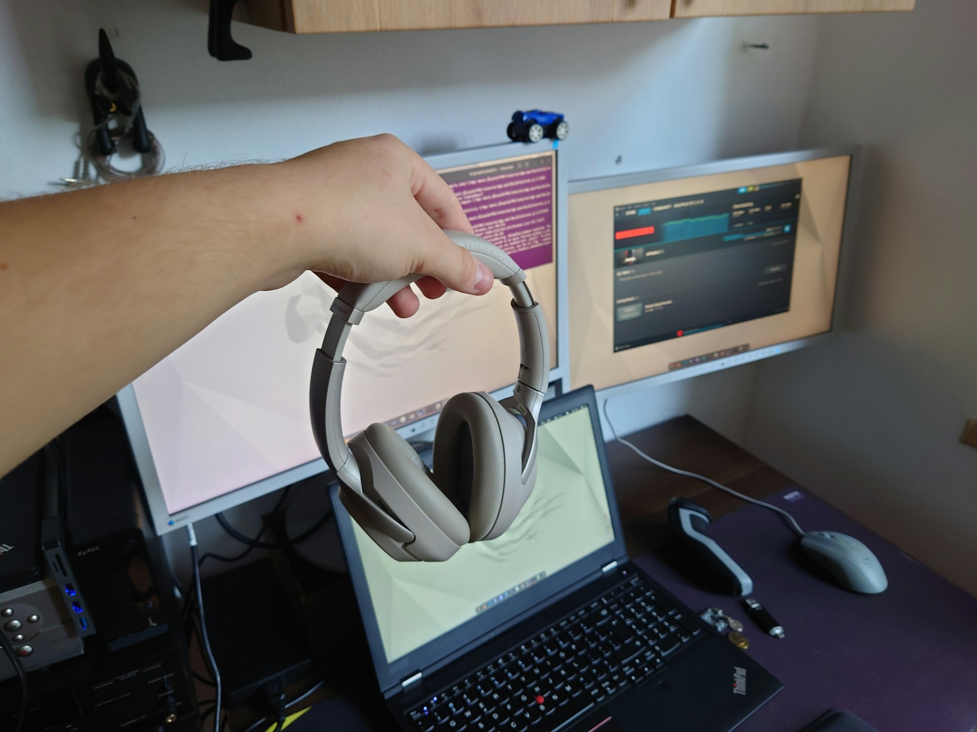 A reviewer testing a gadget