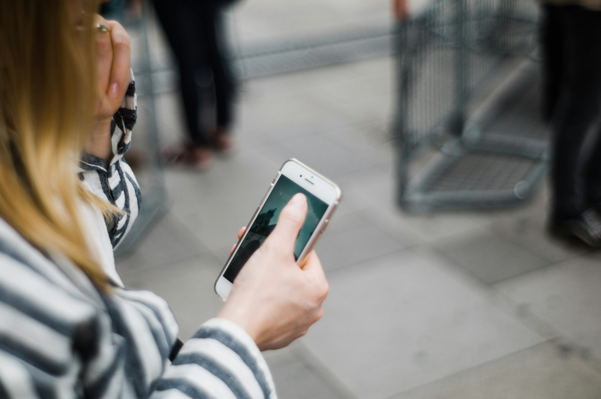 A shopper on a phone