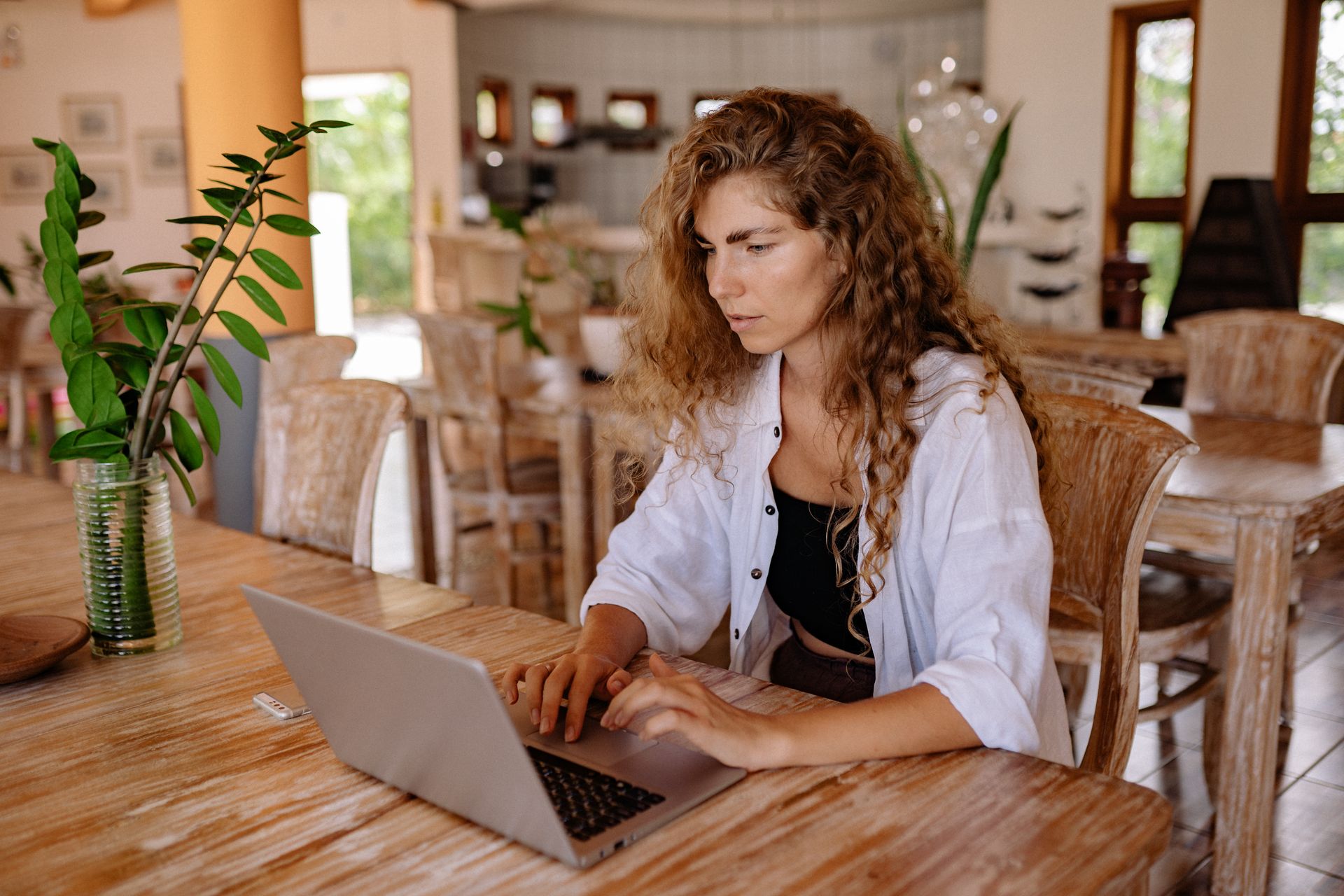 A blogger at a laptop