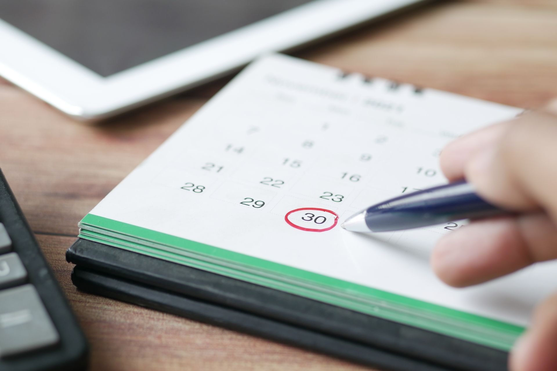 A calendar on desk