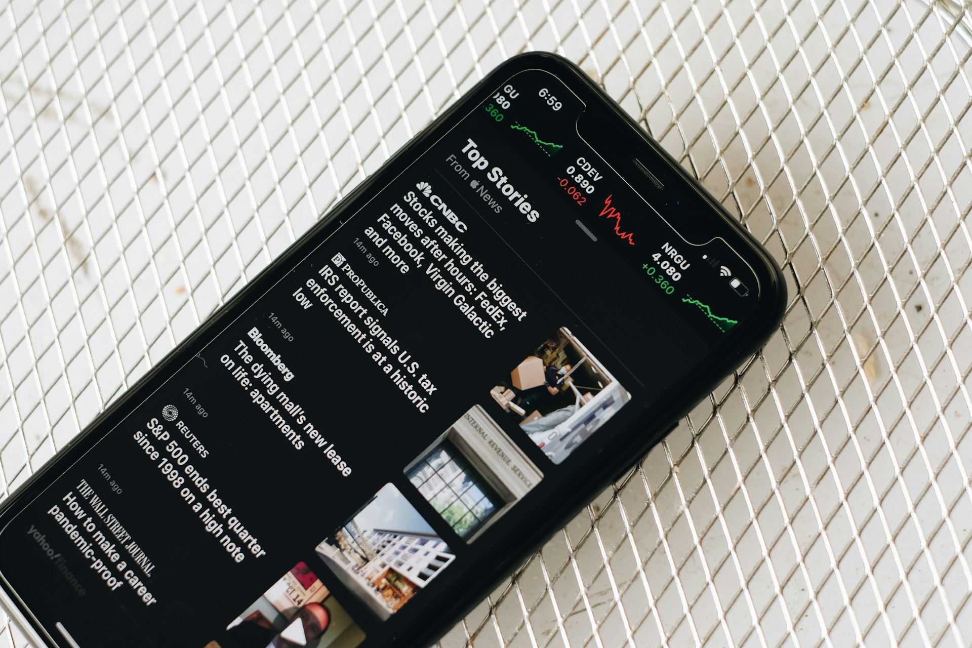 A news feed on a phone