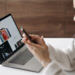 An online store product page on a laptop