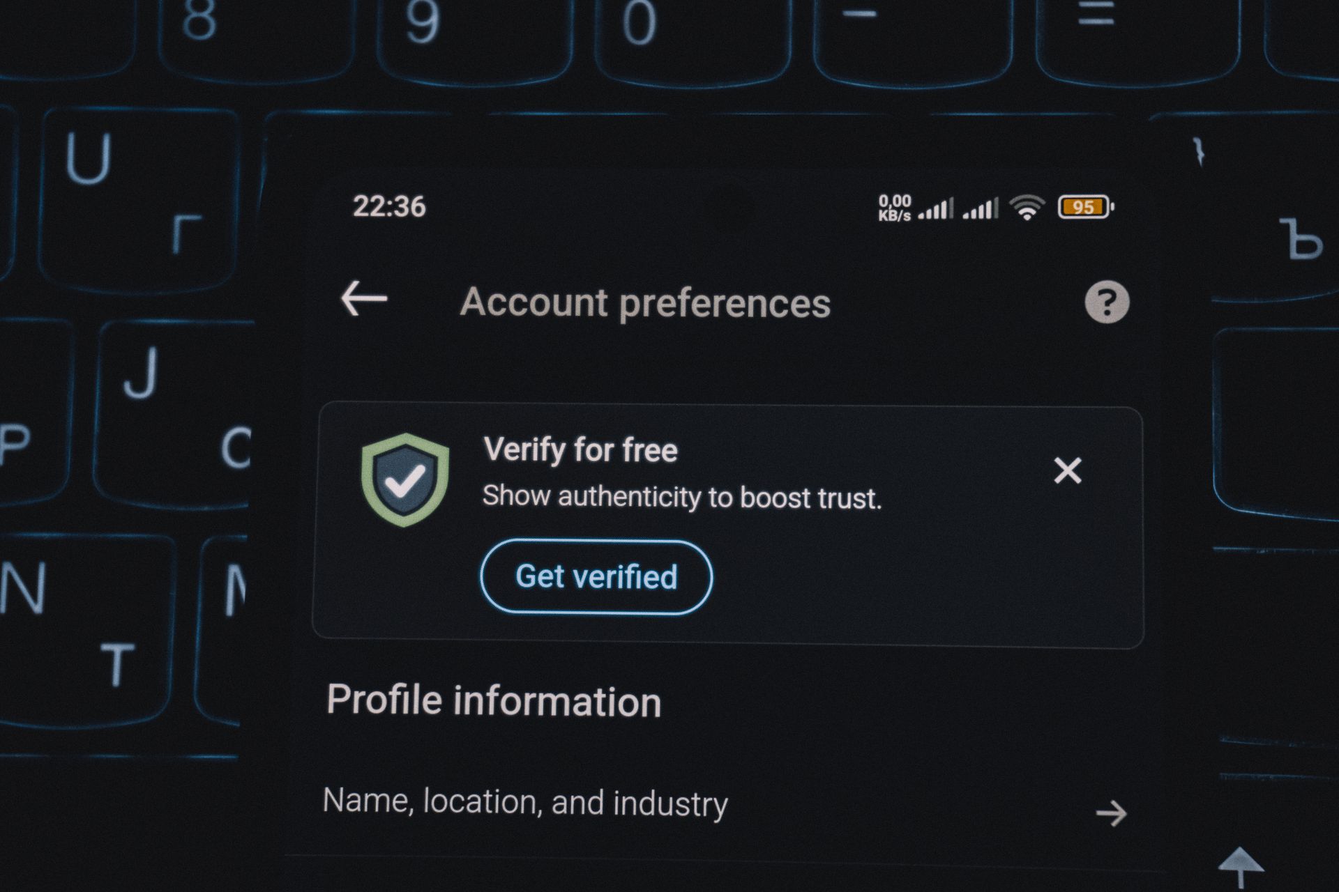 A site verification settings page
