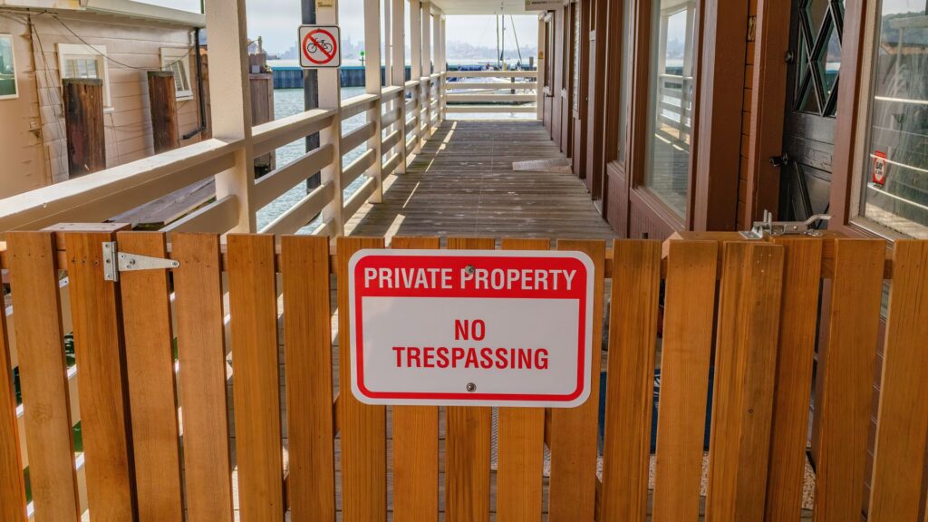 A no-entry sign on a gate