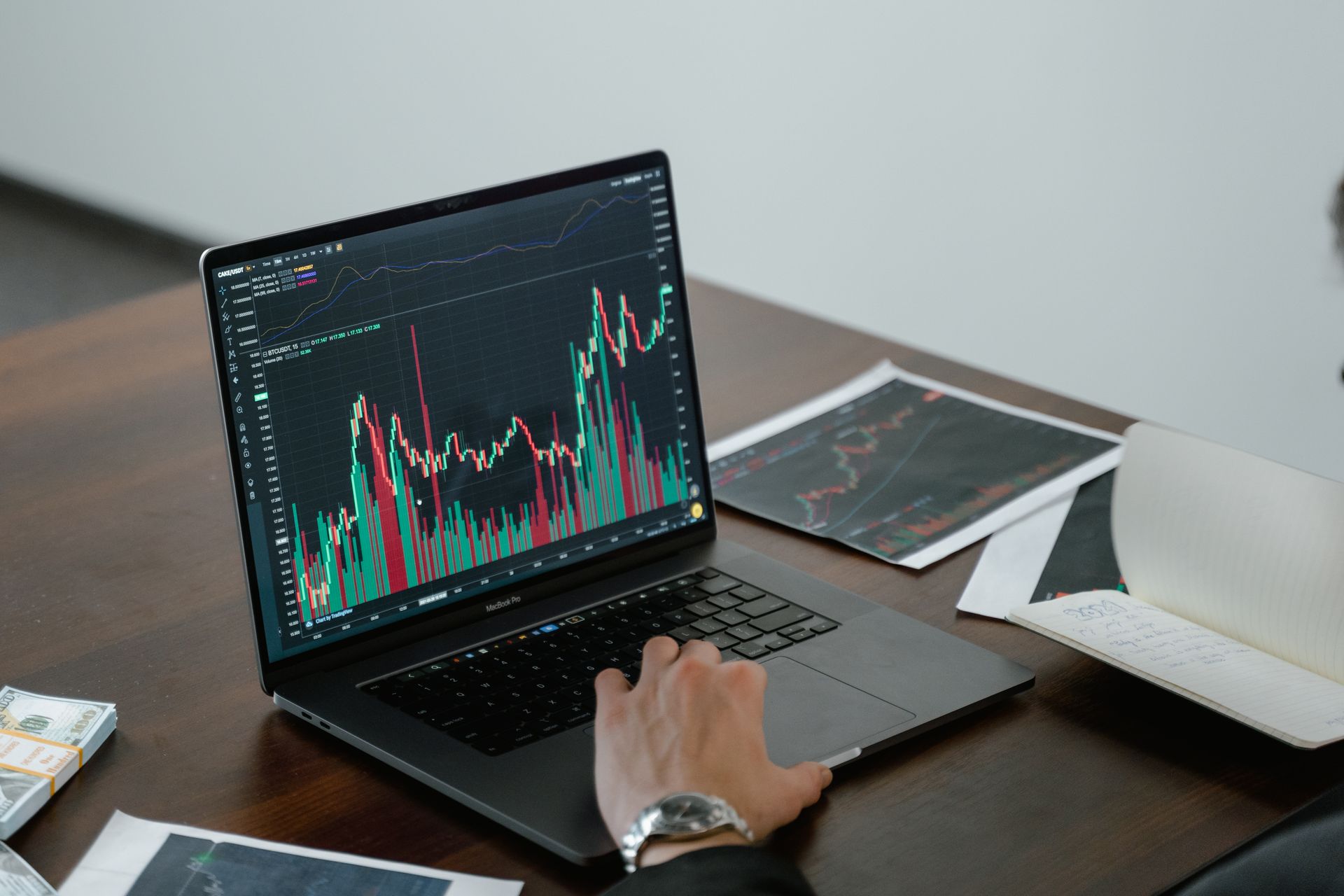 An analytics chart on a laptop
