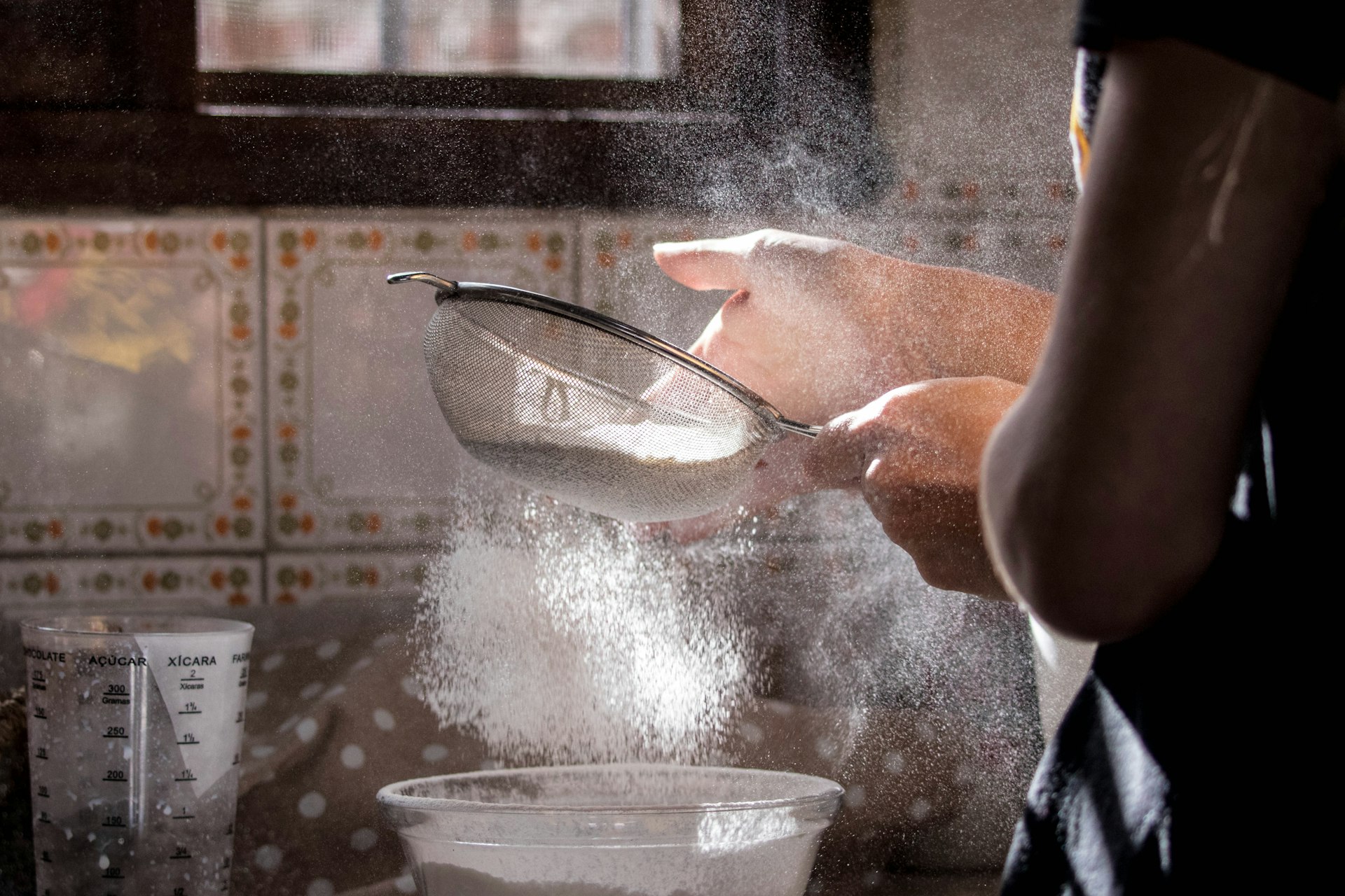 Flour in a sieve