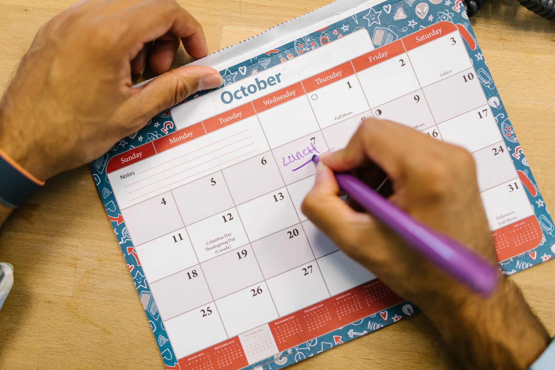 A demo booking calendar