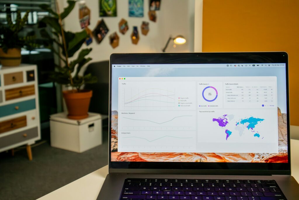 An analytics engagement rate report on a laptop