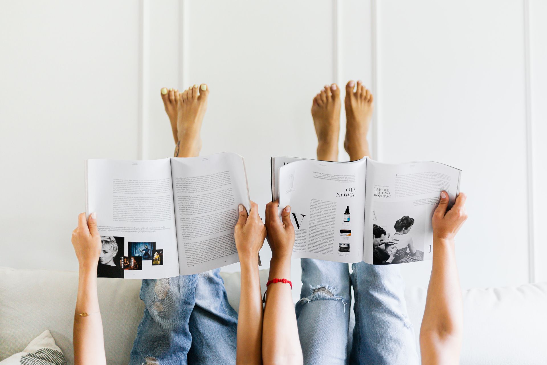 A person reading a magazine
