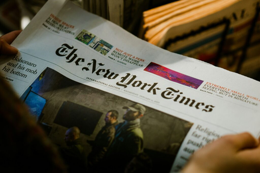 A newspaper with a highlighted article