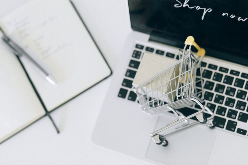 A link marketplace listing on a laptop
