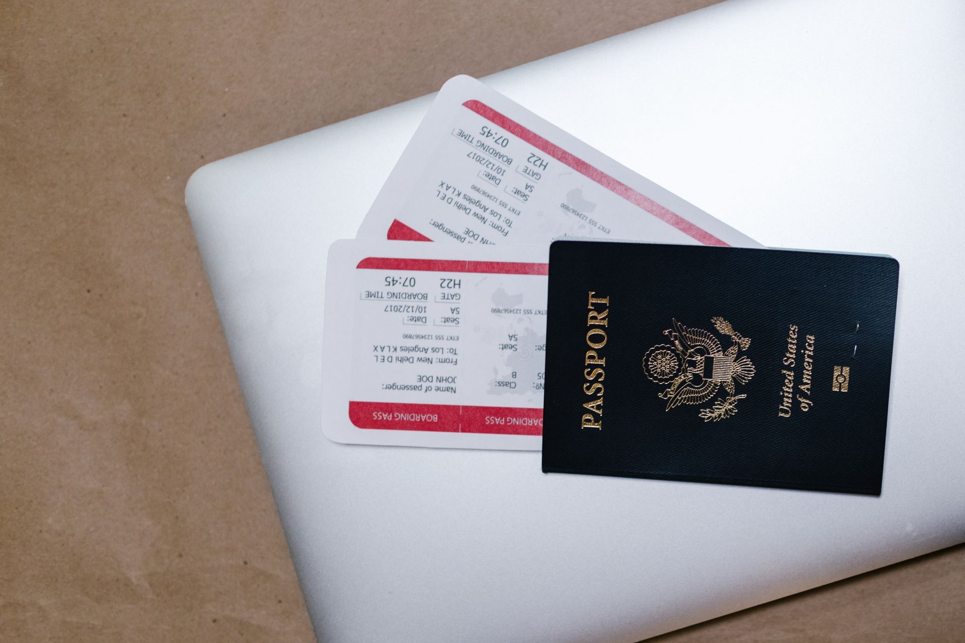 A travel booking on a laptop