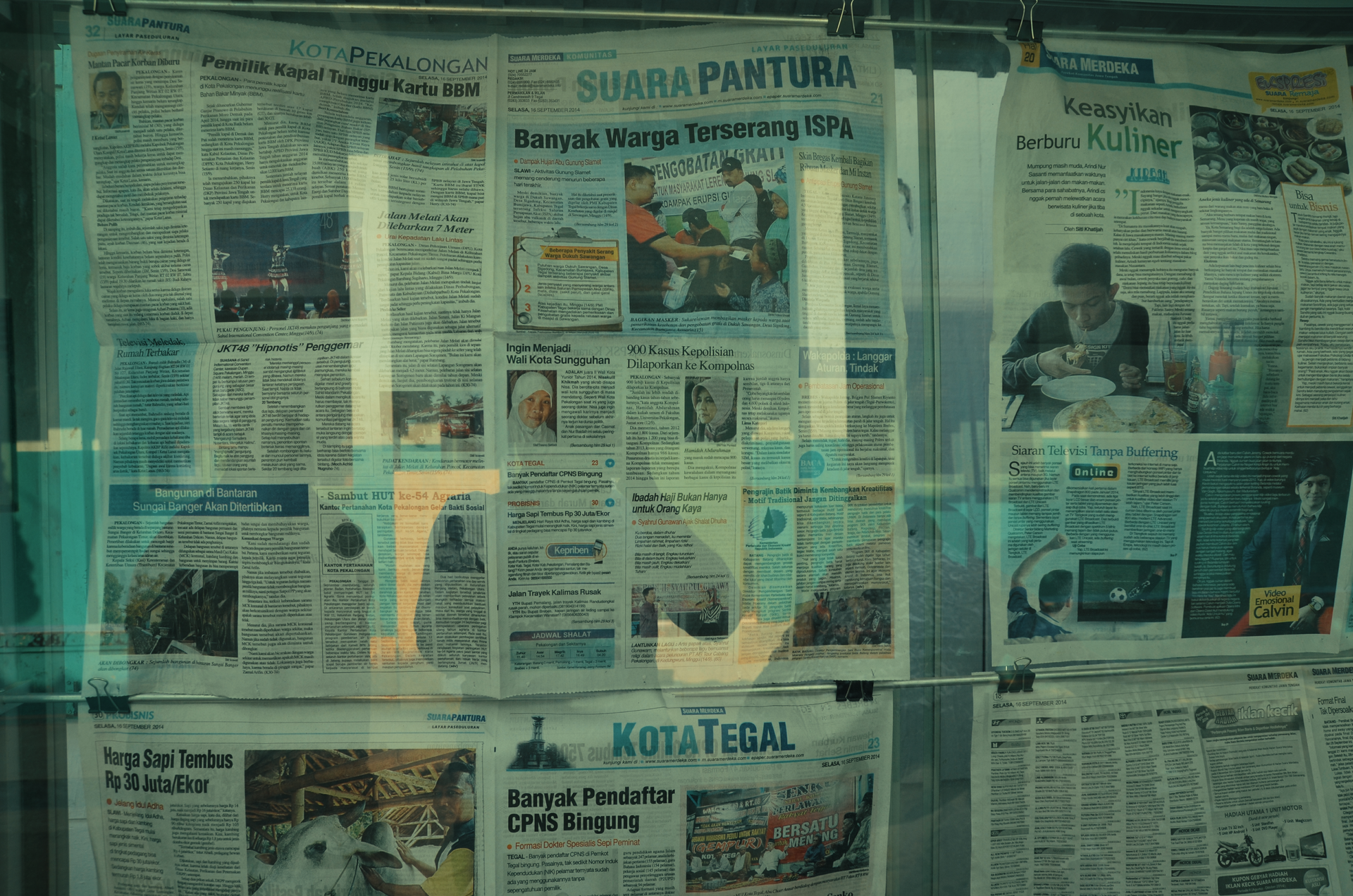 A published article on screen