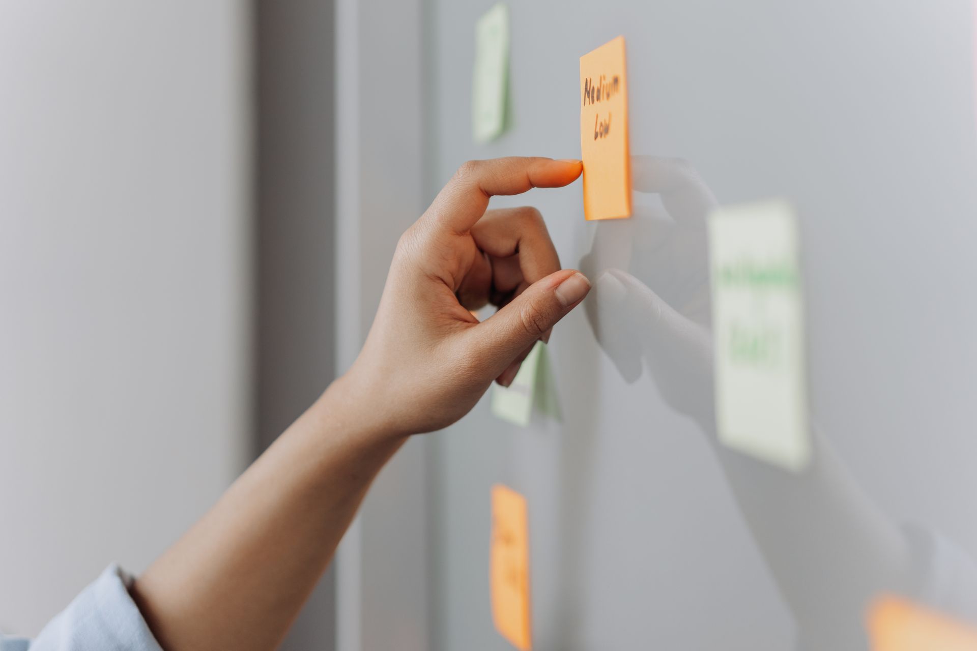 A task board with content actions