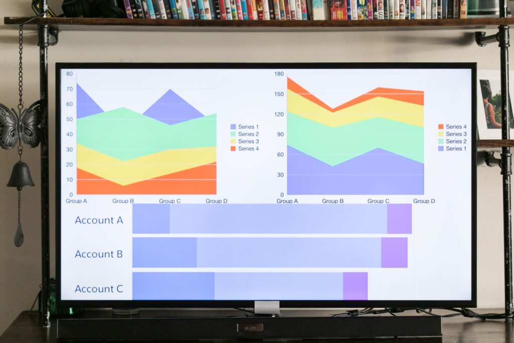 A competitor keyword comparison table on a monitor