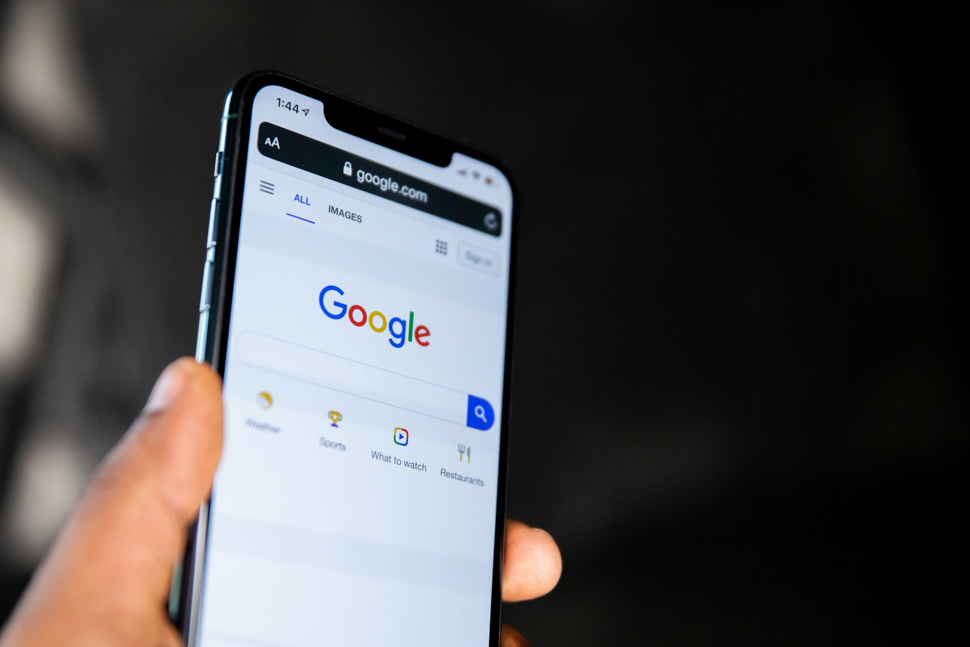 Mobile search results being scrolled