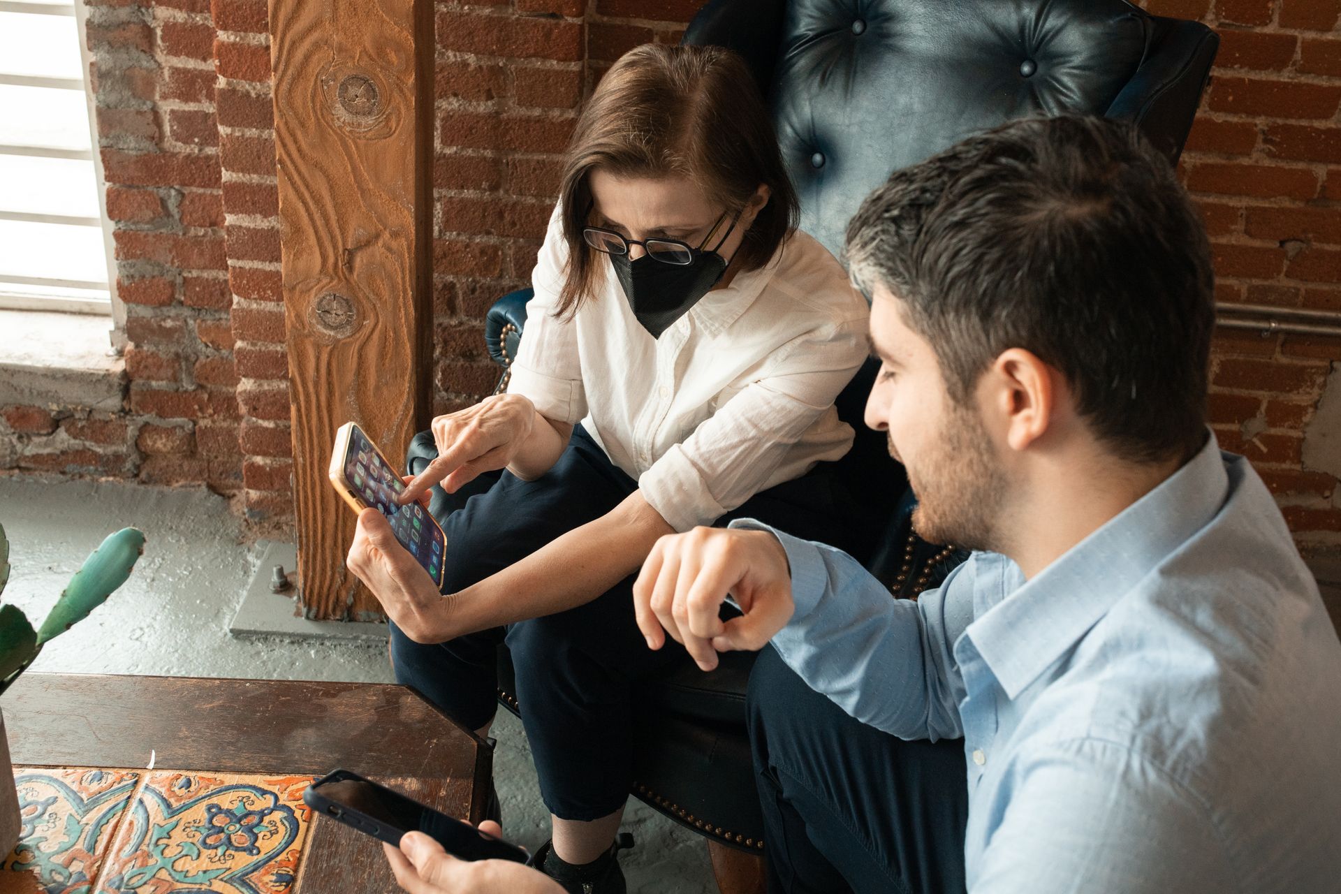 People sharing on phones