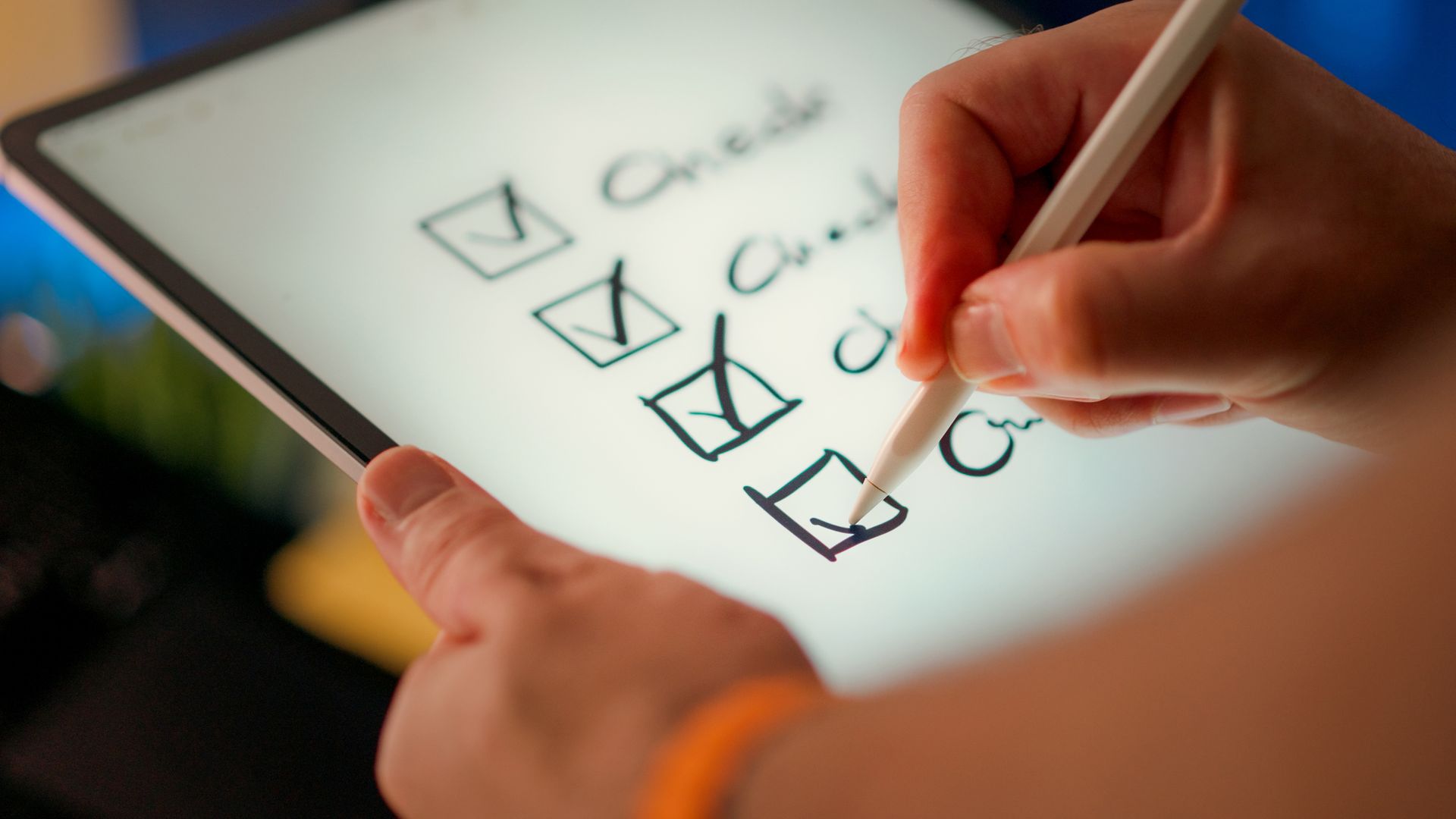A survey form on a screen