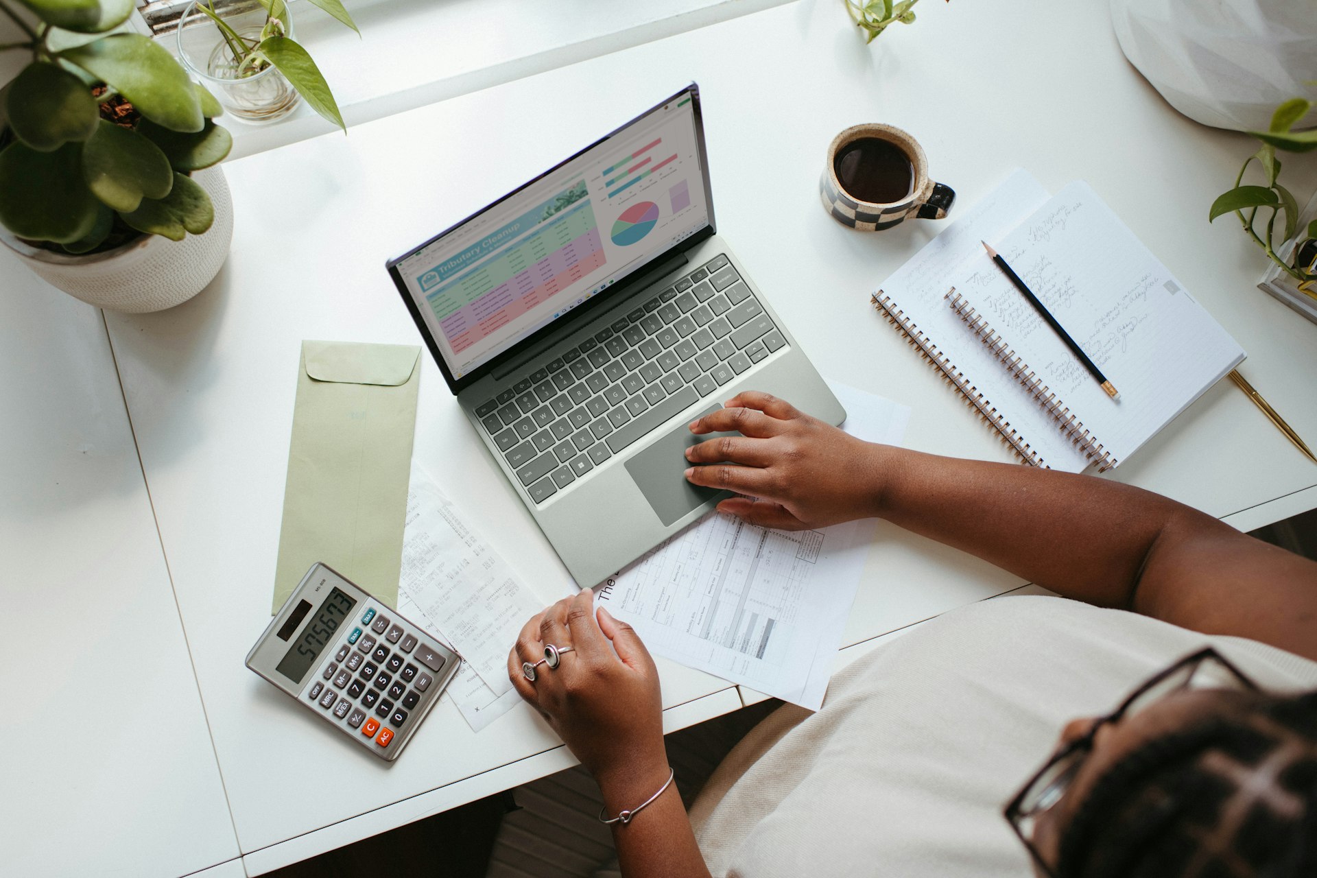 A blogger checking earnings