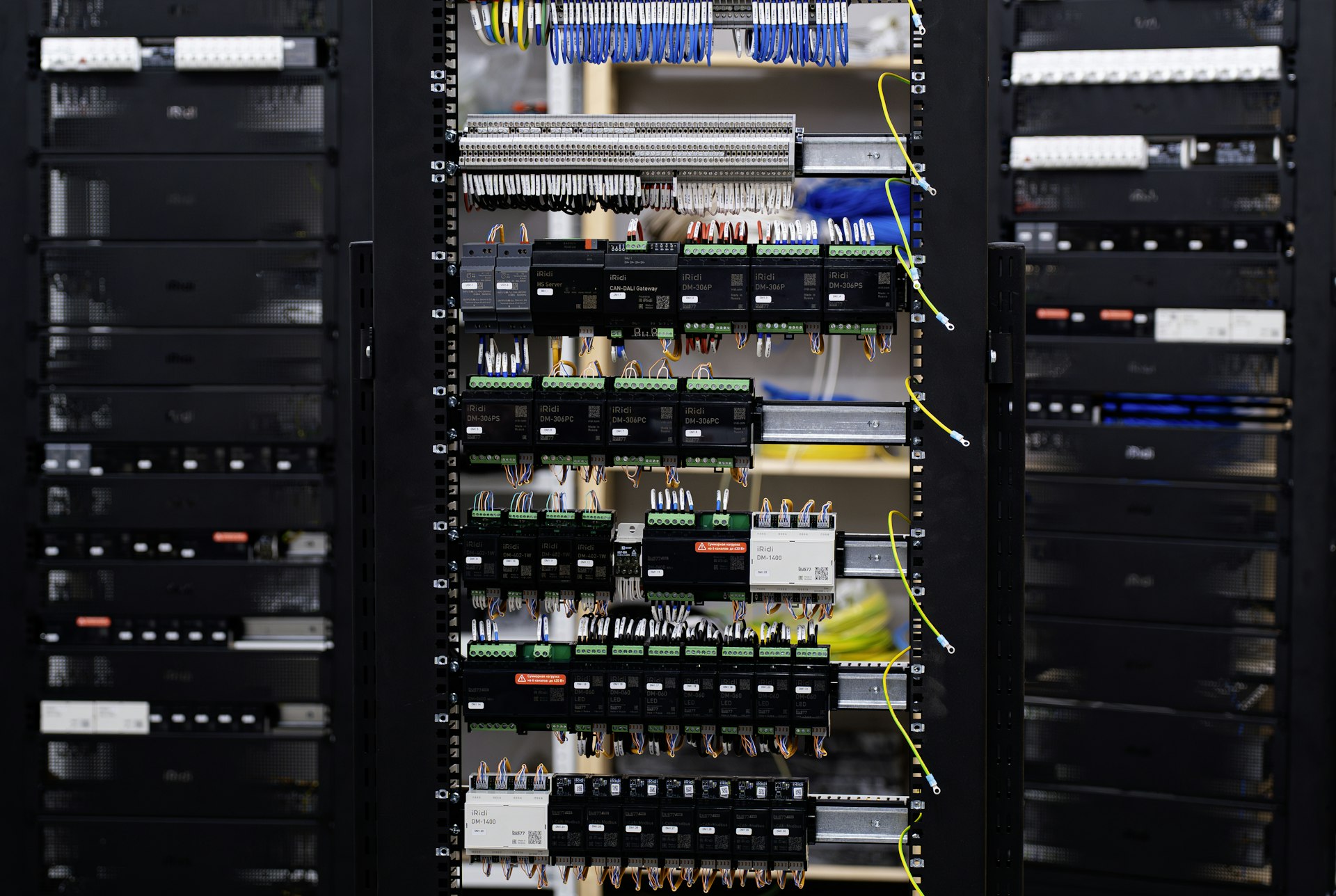An engineer at a server rack