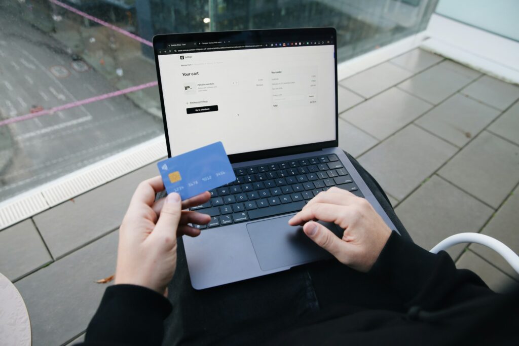 An online checkout page on a laptop