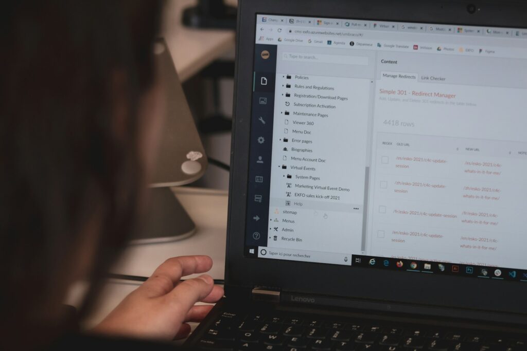 A public records search on a computer