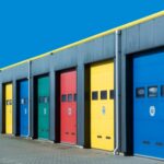 A row of identical doors