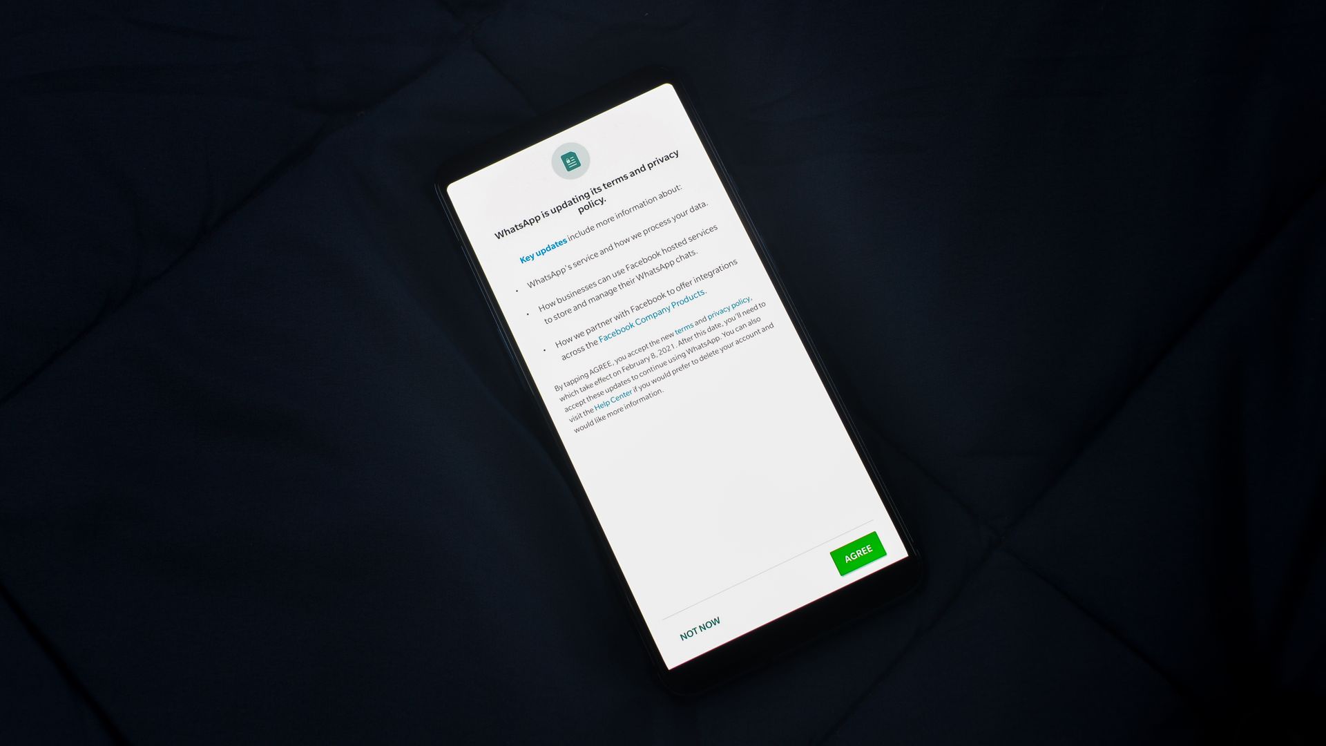 Privacy settings on a screen
