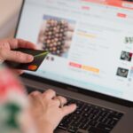 An online shop category page on a laptop