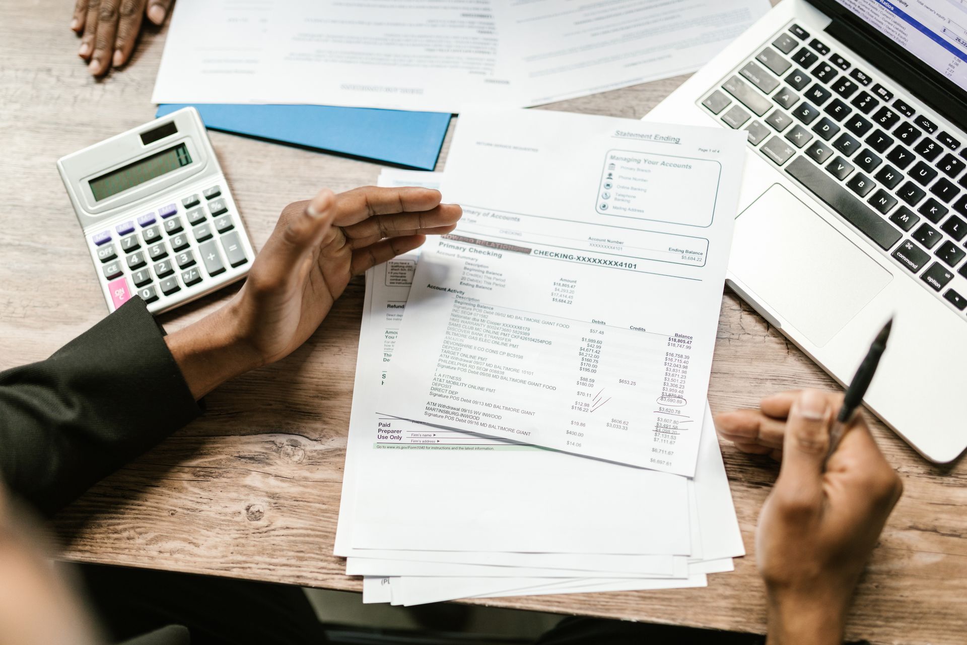 An accountant reviewing a report
