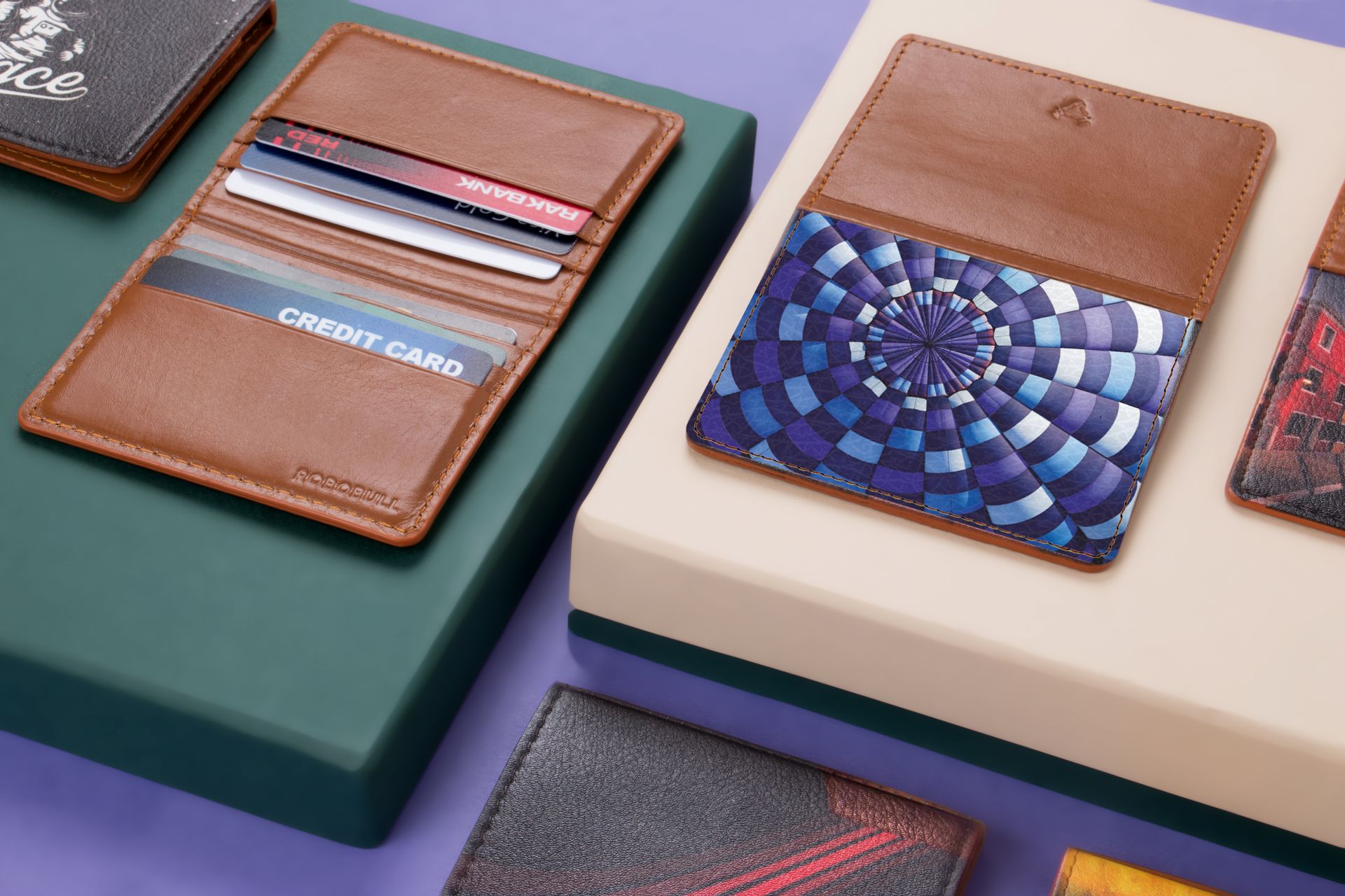 A wallet with cards