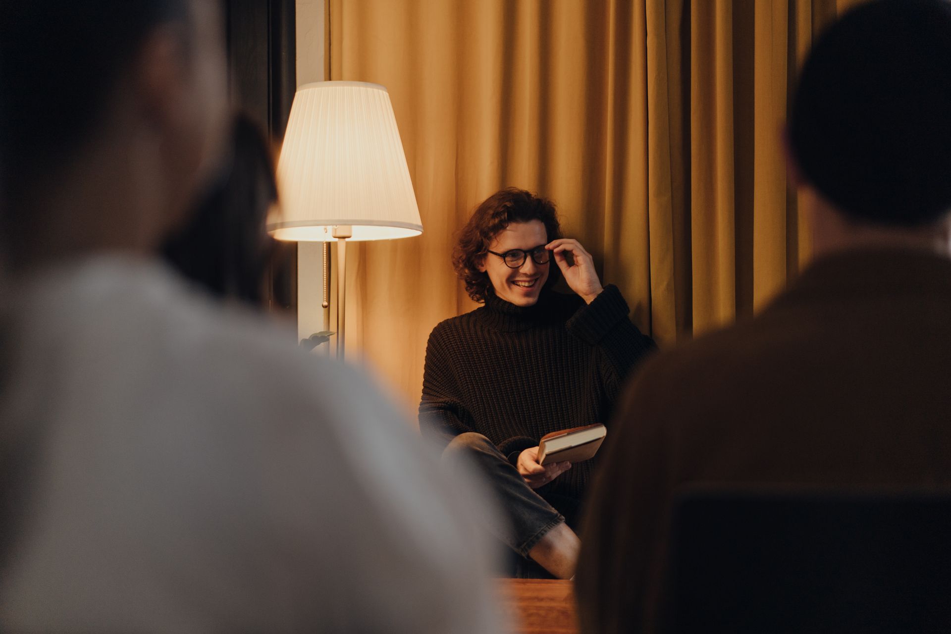 A writer answering questions