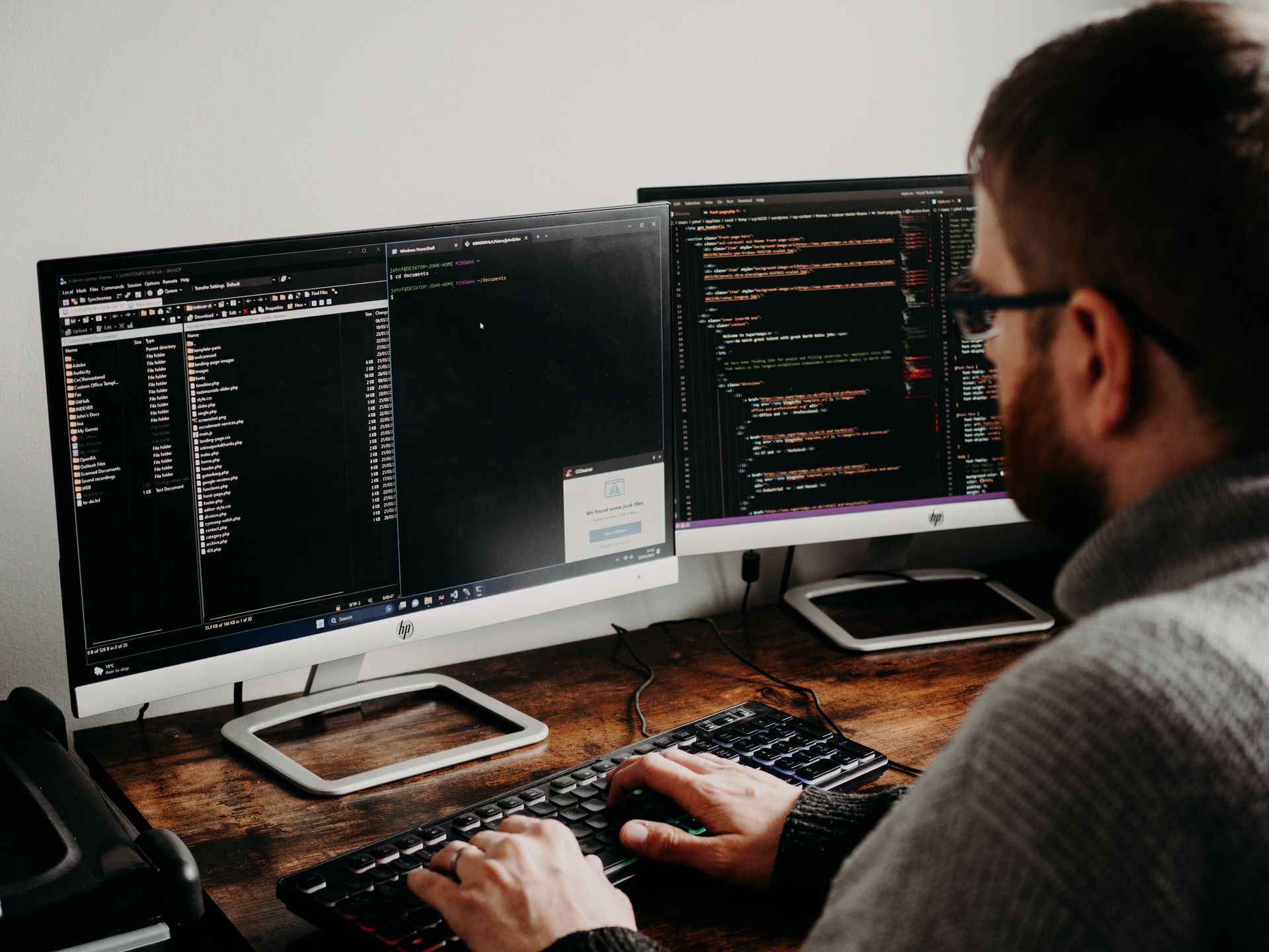 A developer editing code
