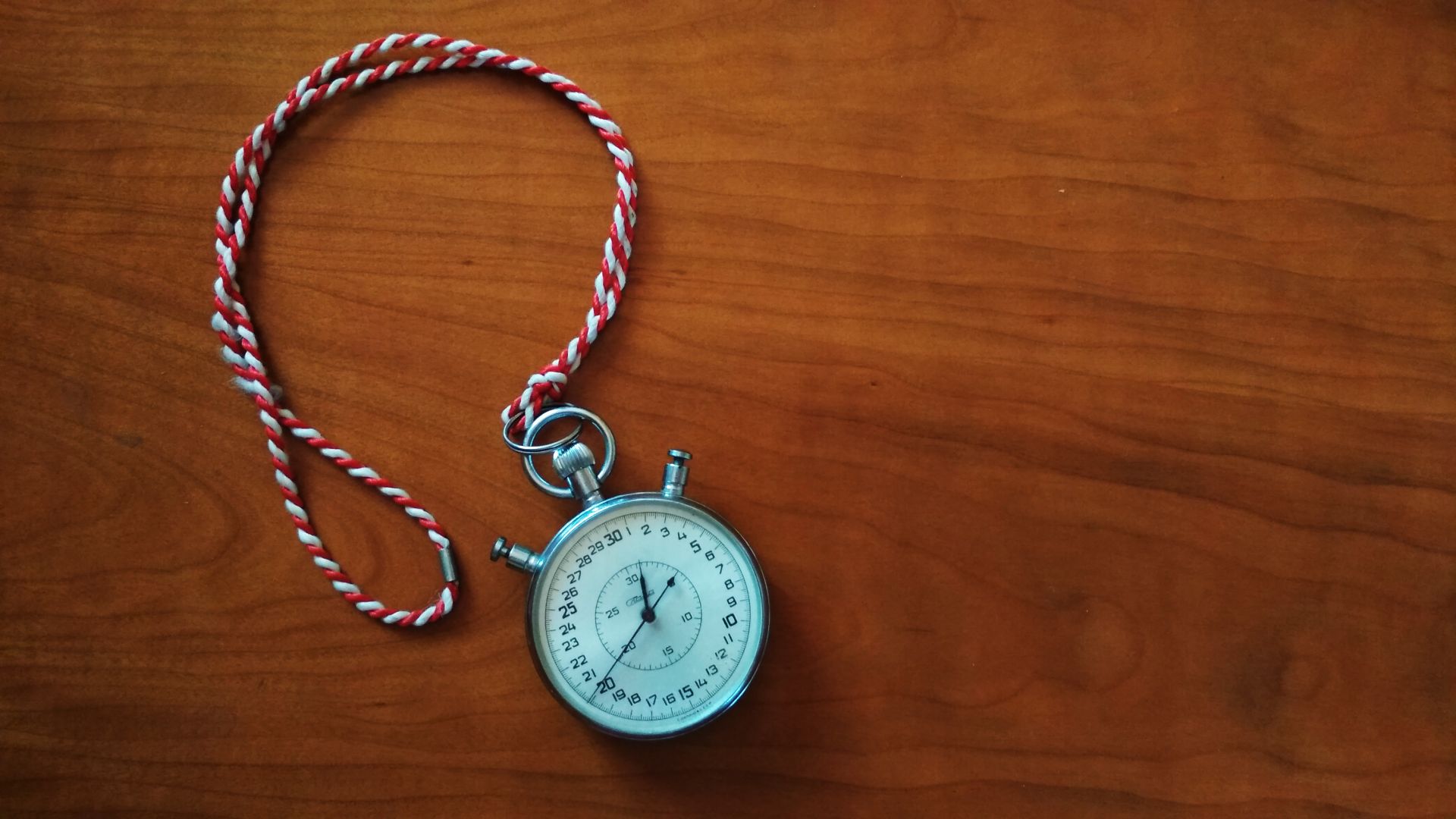 A stopwatch on a desk