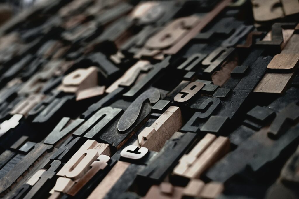 Letters on a printing press