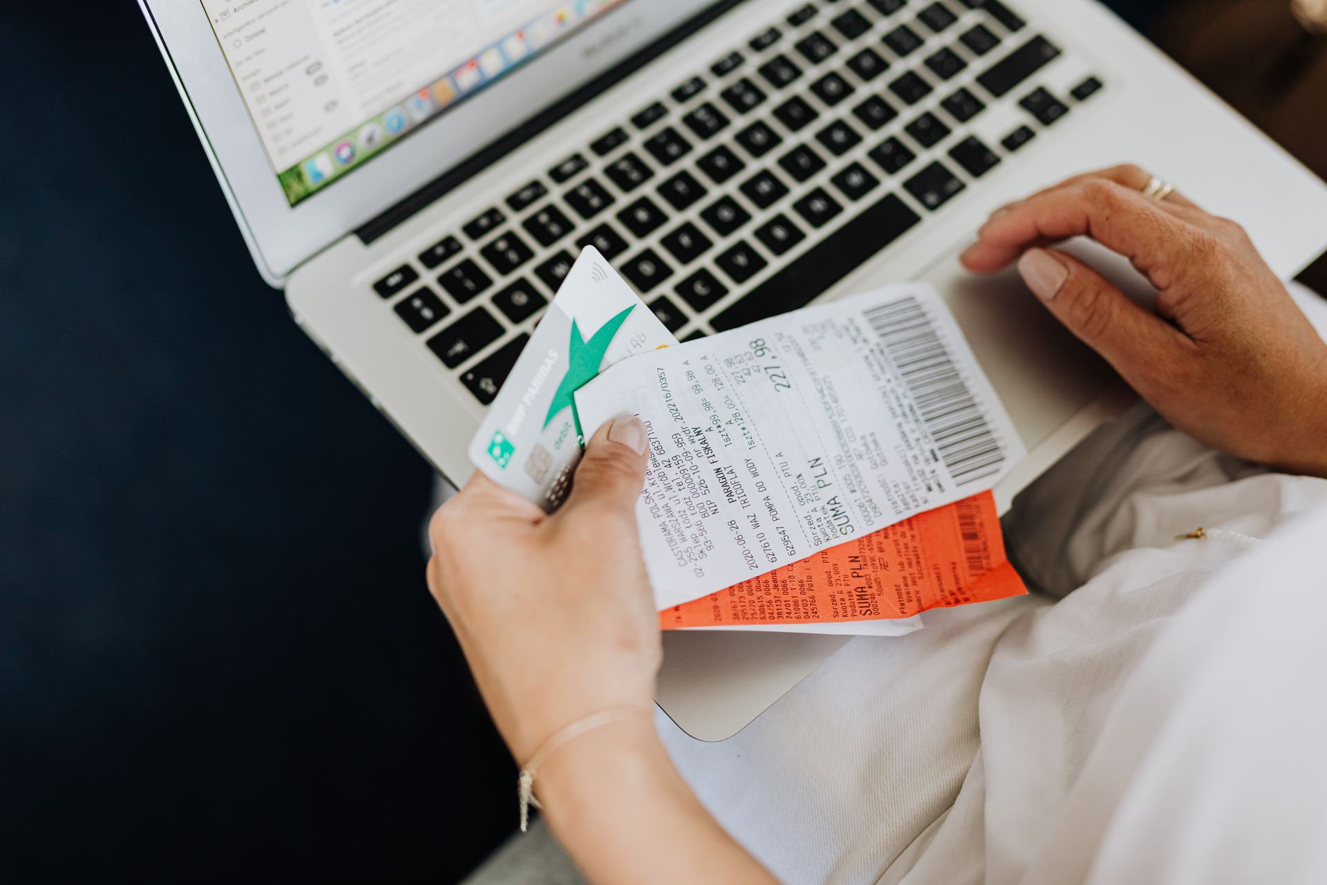 A receipt and a credit card